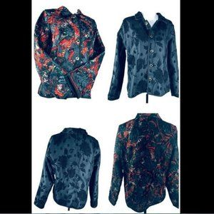 Womens Reversible Blazer Jacket Embroidered Floral